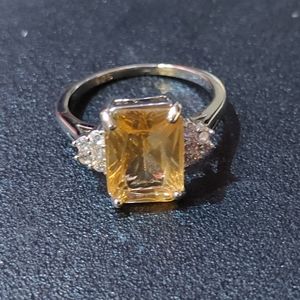 Breath Taking Yellow Citrine Cocktail Ring in .925